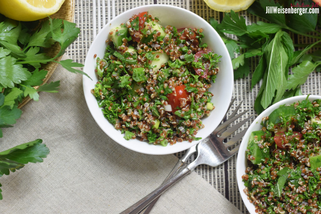 healthy quinoa tabouli overhead