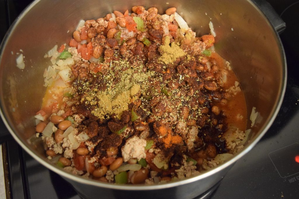 Turkey Taco Soup Ingredients in Pot