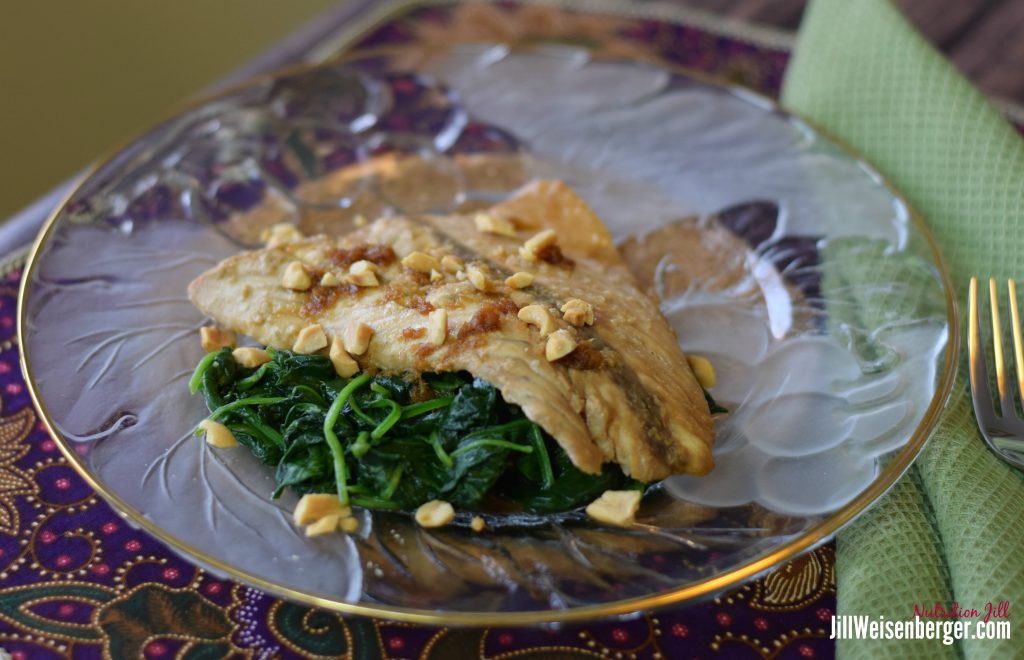 Asian-style Barramundi on spinach