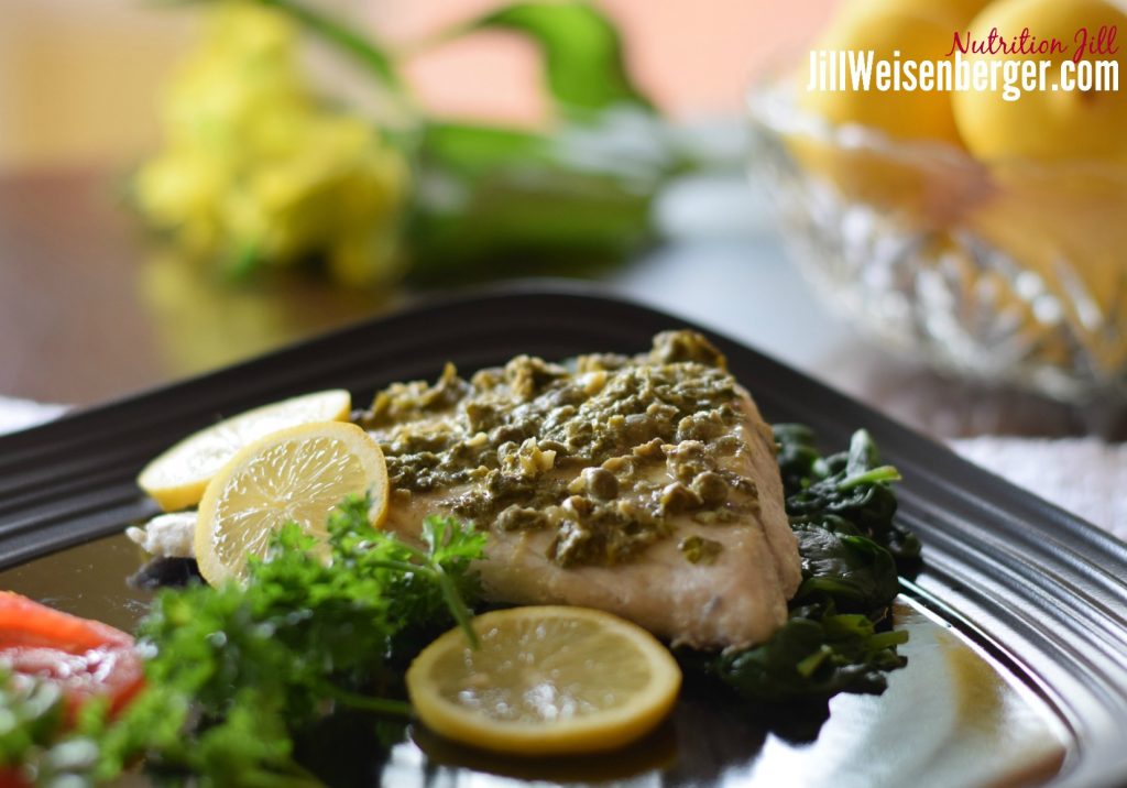 quick healthy fish recipe with lemon mustard caper sauce