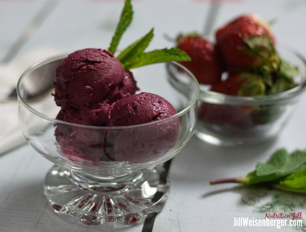 Mixed Berry Frozen Yogurt in Glass Dish