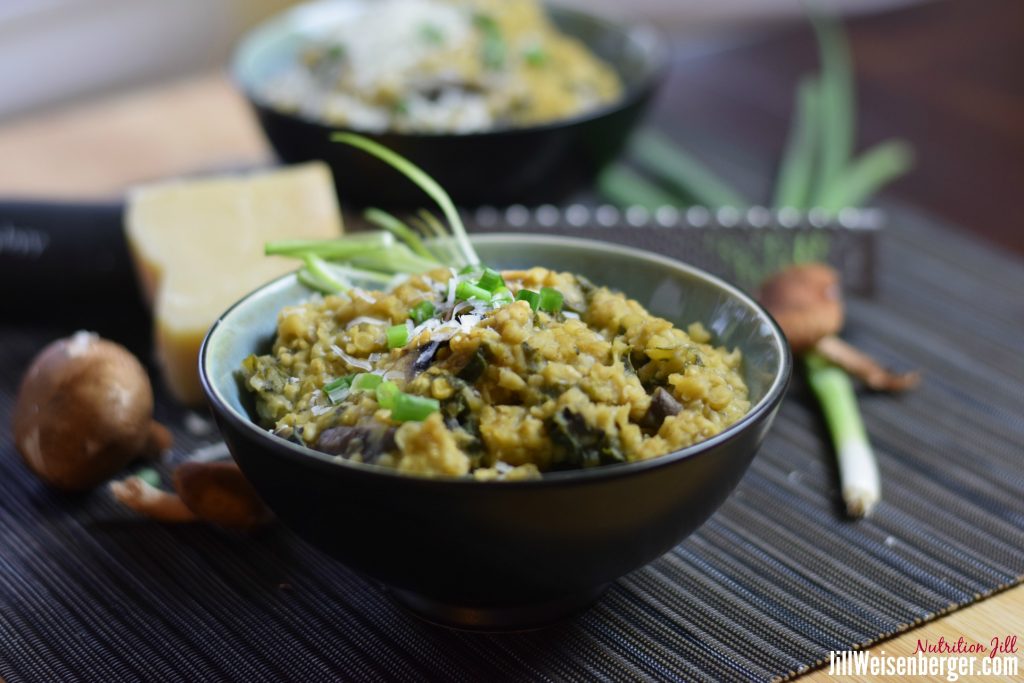 Savory Oats and Lentils in Bowl