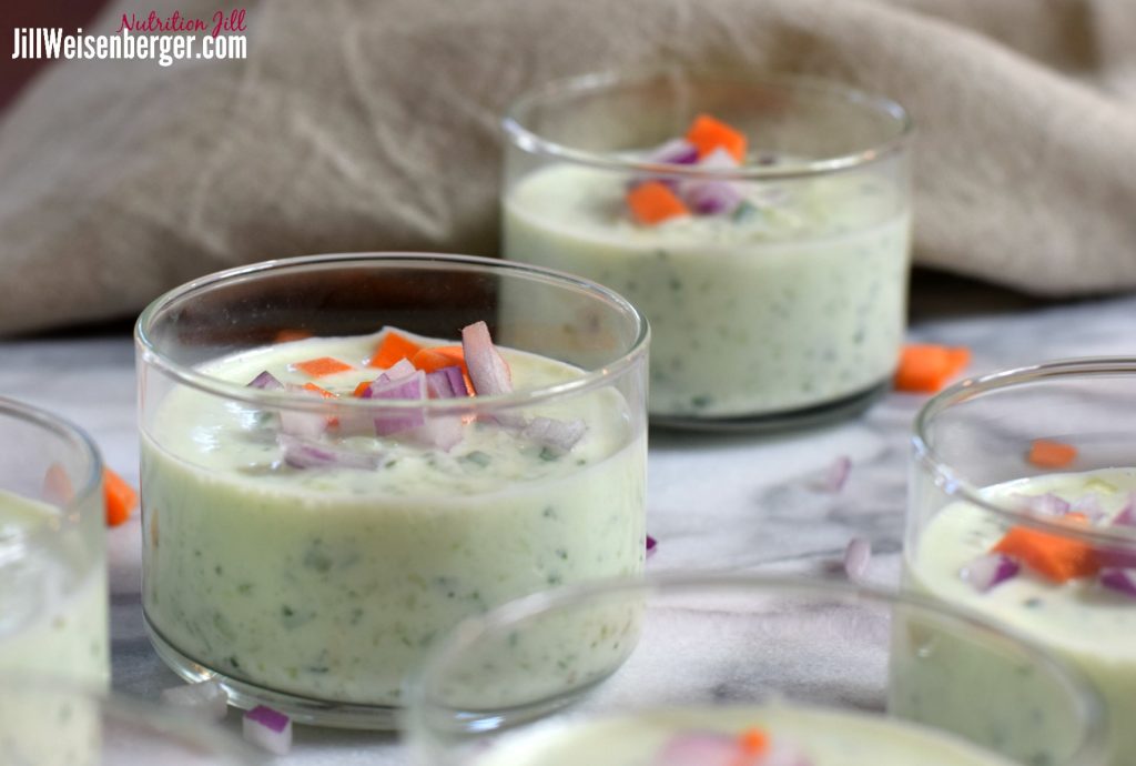 Cold cucumber yogurt soup on a Mediterranean diet