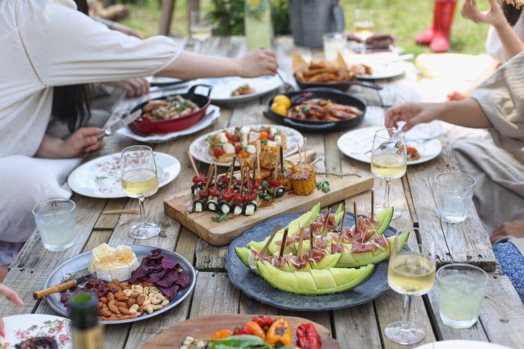 food on a picnic table