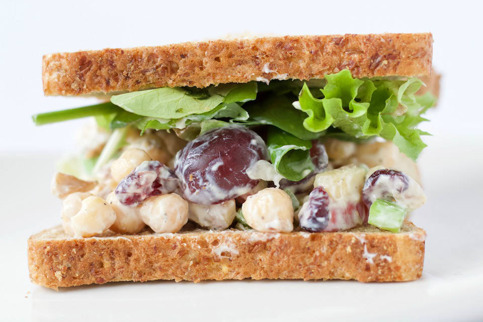 Chickpea Waldorf Salad Recipe Sandwich Close Up