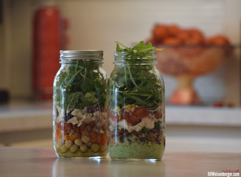 high fiber salads in mason jars