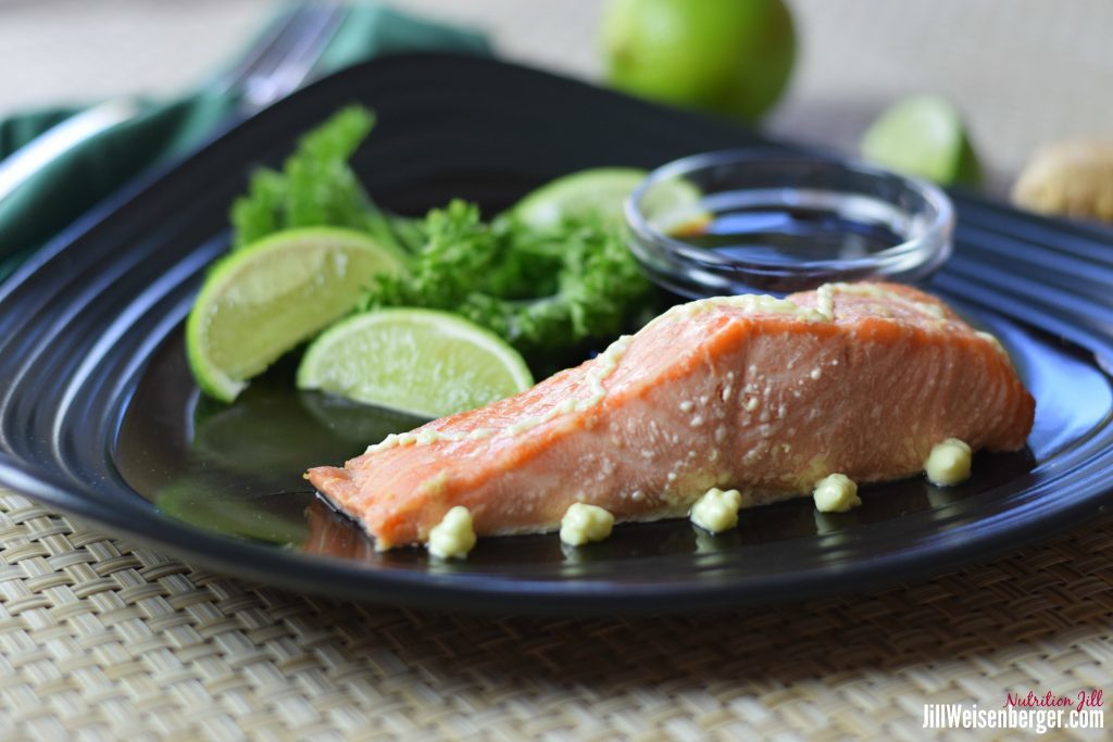 Wasabi salmon with lime as part of a brain healthy diet