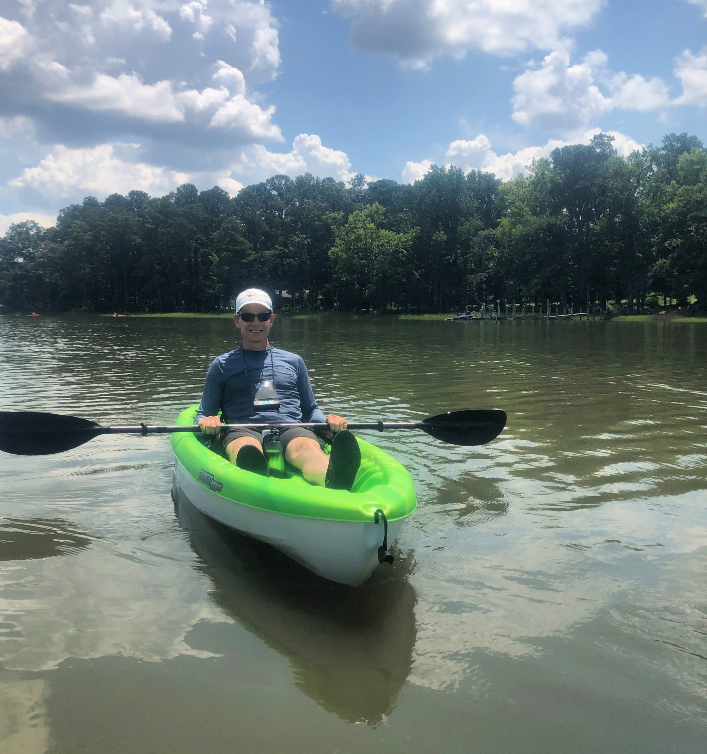Man floating in a kayak