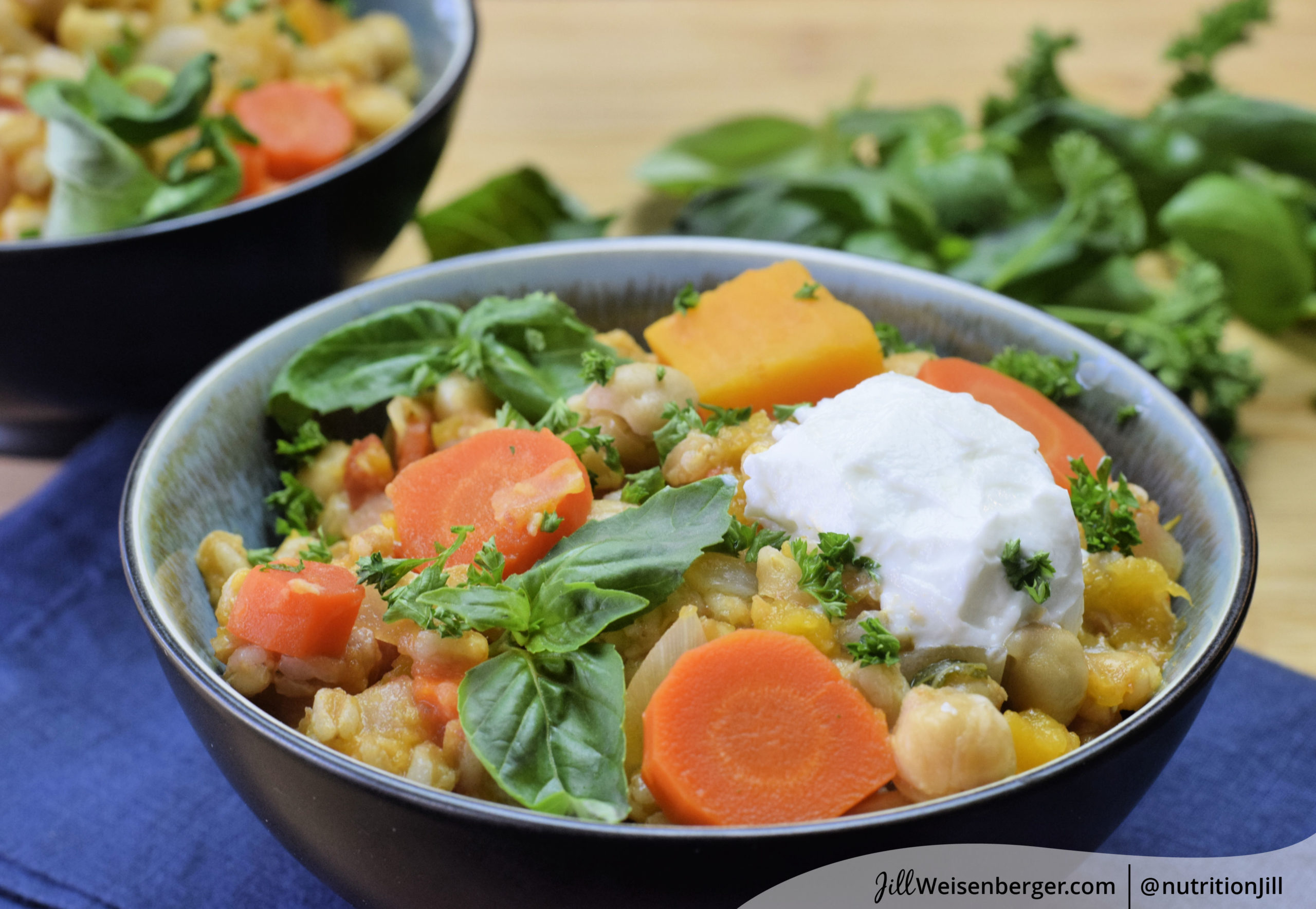 Chickpea and farro vegetarian one-pot meal