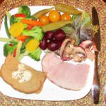 Plate Method with vegetables, bread and ham